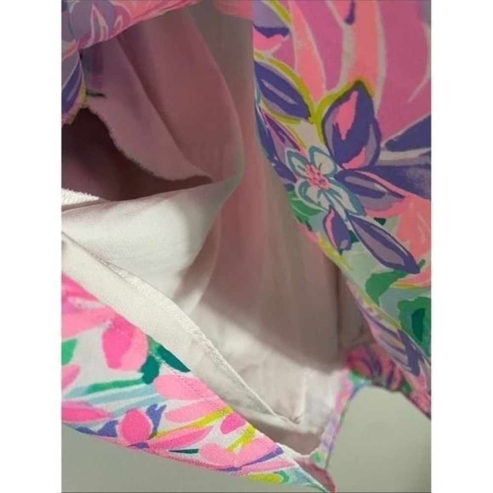 Lilly Pulitzer Dress Rayon Tropical Floral Ruffle Sleeve 8 Preppy Vacation - Picture 5 of 11
